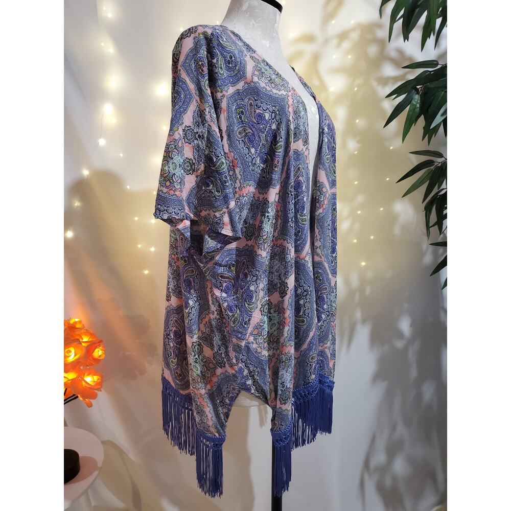 Victoria's Secret Swim Paisley Fringe Kimono Coverup Womens Size M/L Hippie Boho - Picture 4 of 11